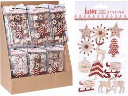 12 sticker adesivi in legno con glitter